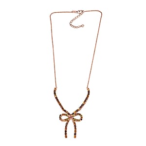 D'Joy Multi-Tourmaline Bowknot Necklace 18-20 Inches in Vermeil Rose Gold Over Sterling Silver 10.00 ctw