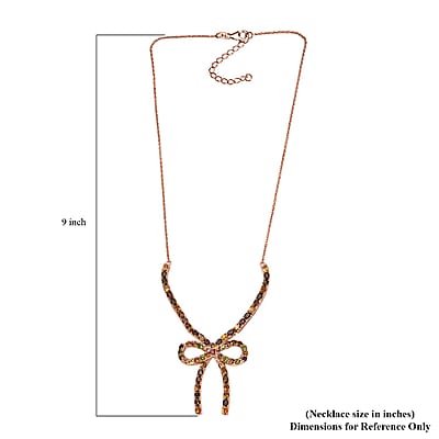 D'Joy Multi-Tourmaline Bowknot Necklace 18-20 Inches in Vermeil Rose Gold Over Sterling Silver 10.00 ctw