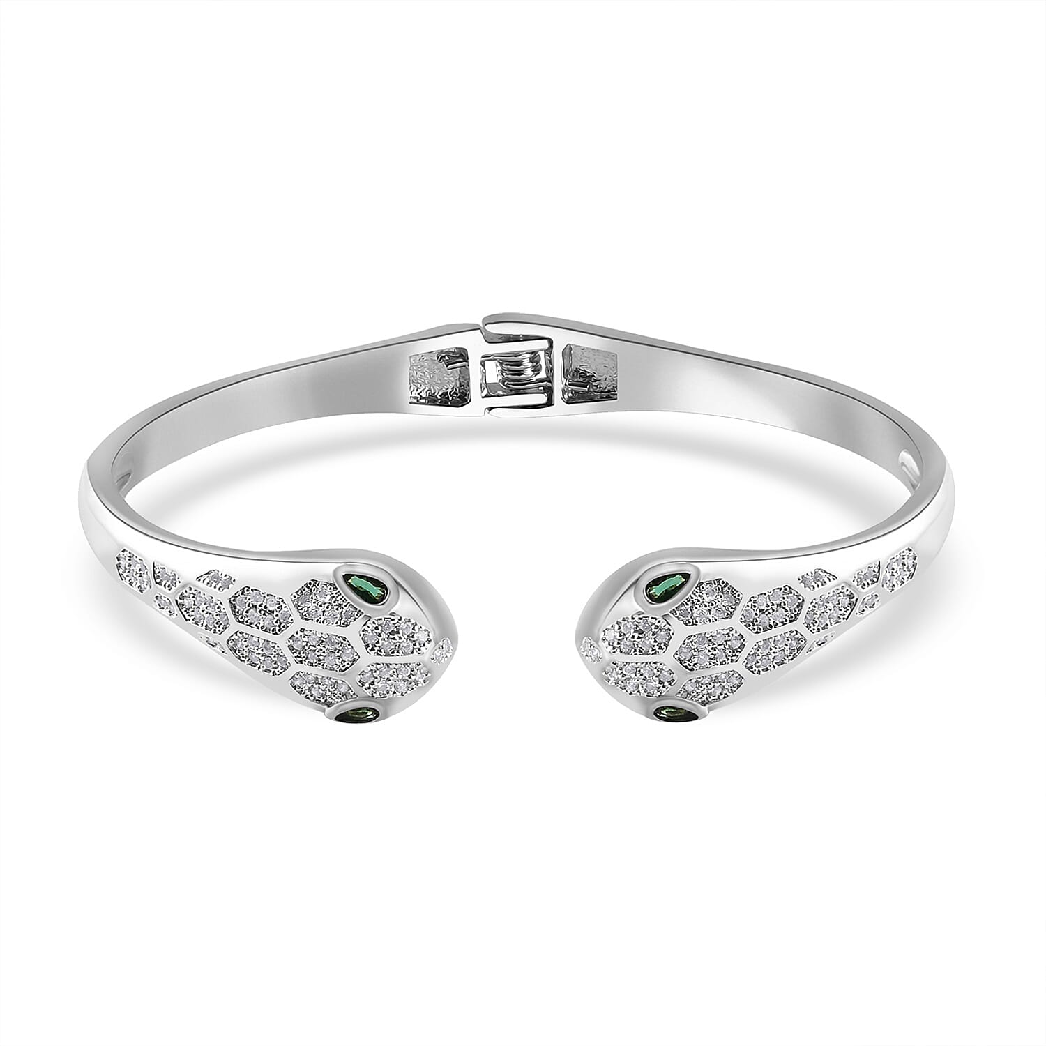 Simulated Diamond Cuff Bracelet in Platinum Over Copper (7.00 In) 0.20 ctw