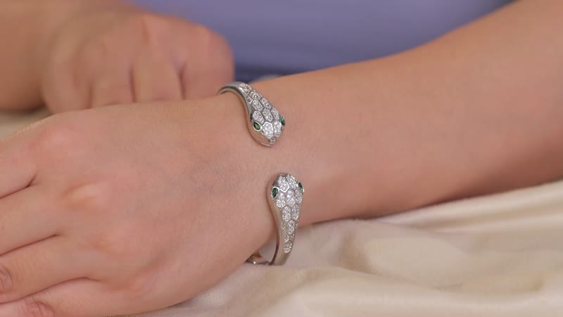Simulated Diamond Cuff Bracelet in Platinum Over Copper (7.00 In) 0.20 ctw