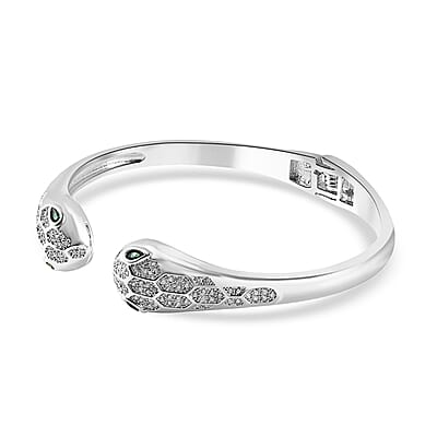 Simulated Diamond Cuff Bracelet in Platinum Over Copper (7.00 In) 0.20 ctw