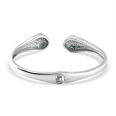 Simulated Diamond Cuff Bracelet in Platinum Over Copper (7.00 In) 0.20 ctw