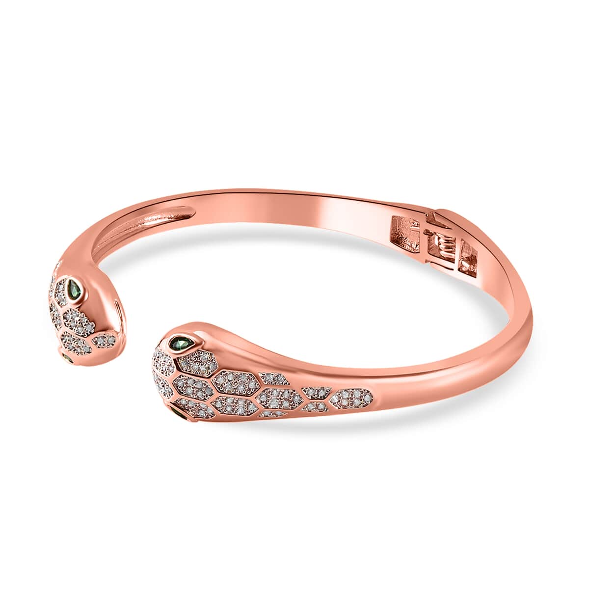 Simulated Diamond Cuff Bracelet in 14K Rose Gold Over Copper (7.00 In) 0.20 ctw image number 3