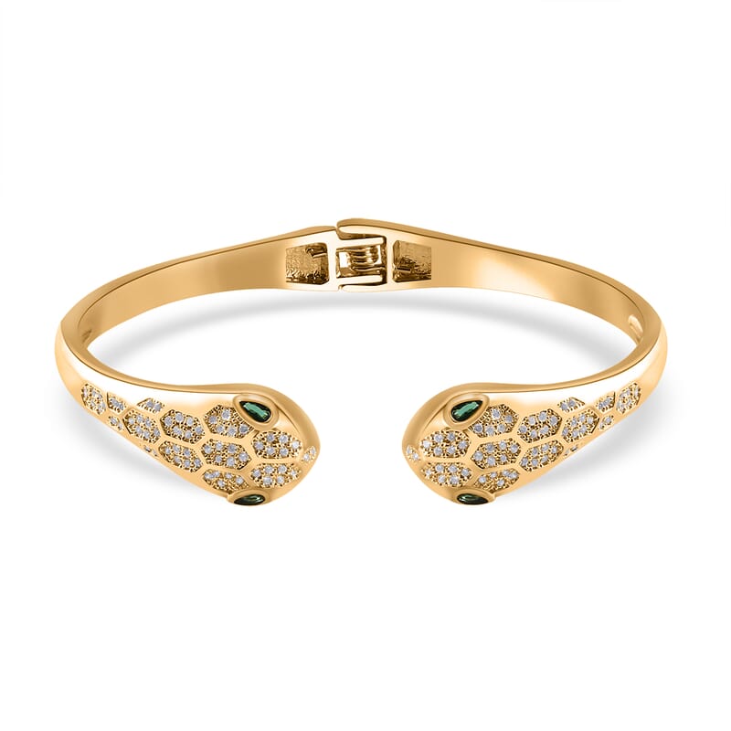 Simulated Diamond Cuff Bracelet in 14K YG Over Copper (7.00 In) 0.20 ctw