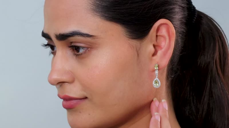 Brazilian Sunfire Beryl and Multi Gemstone Dangling Earrings in Platinum Over Sterling Silver 3.00 ctw