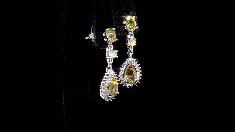 Brazilian Sunfire Beryl and Multi Gemstone Dangling Earrings in Platinum Over Sterling Silver 3.00 ctw