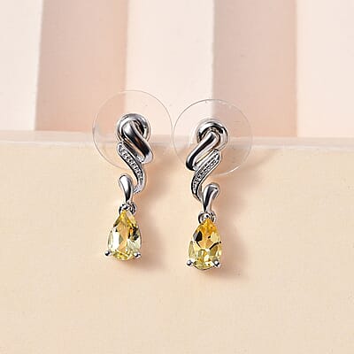 Brazilian Sunfire Beryl Drop Earrings in Platinum Over Sterling Silver 1.50 ctw