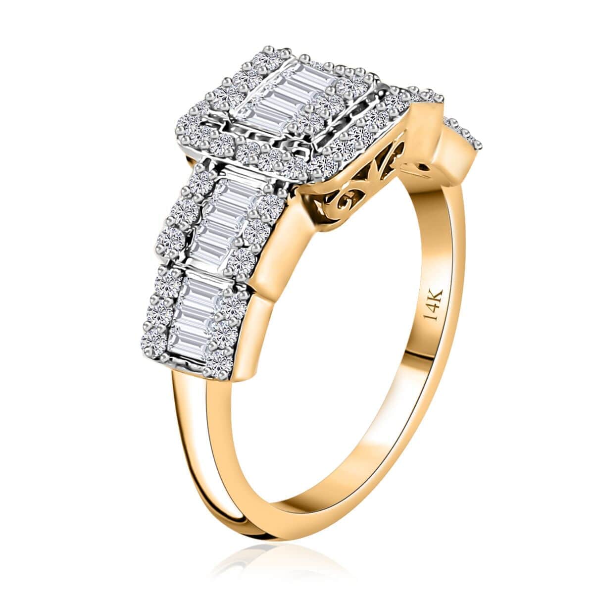 Luxoro 14K Yellow Gold G-H I3 White Diamond Ring (Size 6.0) 1.00 ctw image number 3
