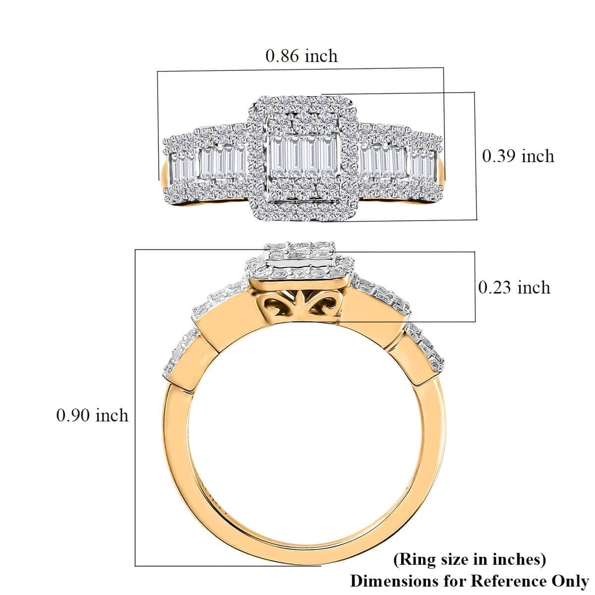 Luxoro 14K Yellow Gold G-H I3 White Diamond Ring (Size 6.0) 1.00 ctw image number 5