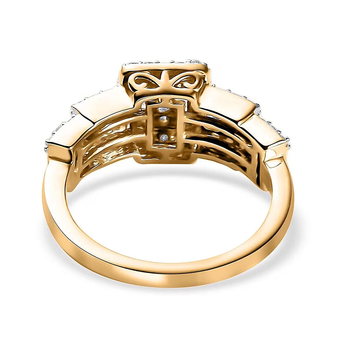 Luxoro 14K Yellow Gold G-H I3 White Diamond Ring (Size 6.0) 1.00 ctw image number 6