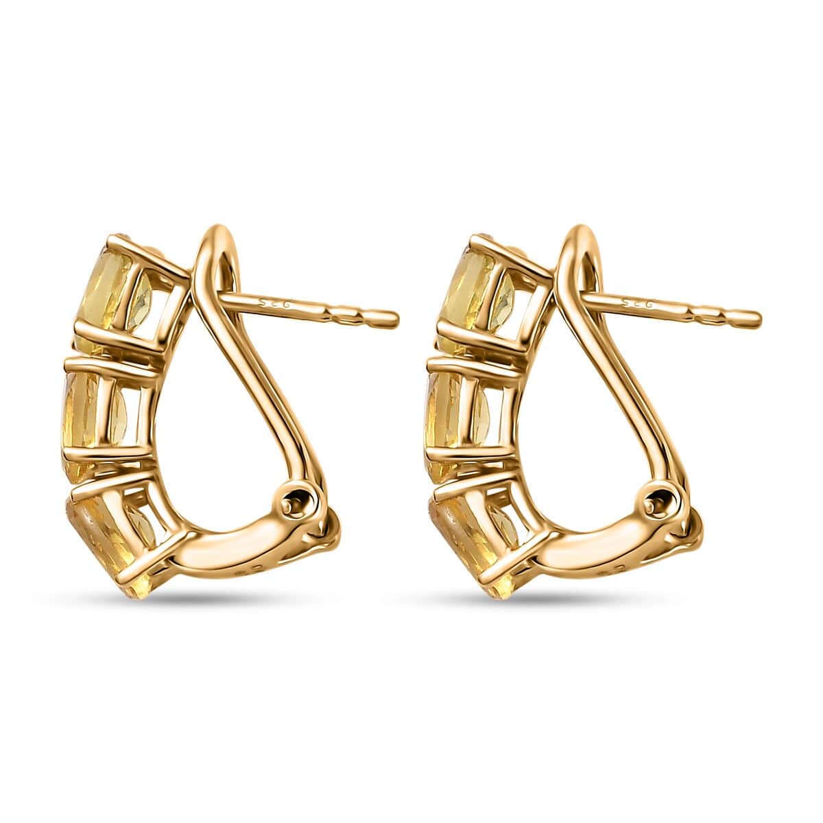 Brazilian Sunfire Beryl Omega Clip Earrings in Vermeil Yellow Gold Over Sterling Silver 2.60 ctw image number 3