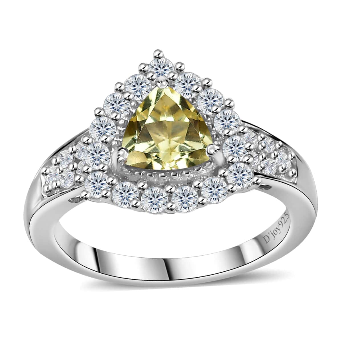 Brazilian Sunfire Beryl and Moissanite Halo Ring in Platinum Over Sterling Silver (Size 10.0) 1.30 ctw image number 0