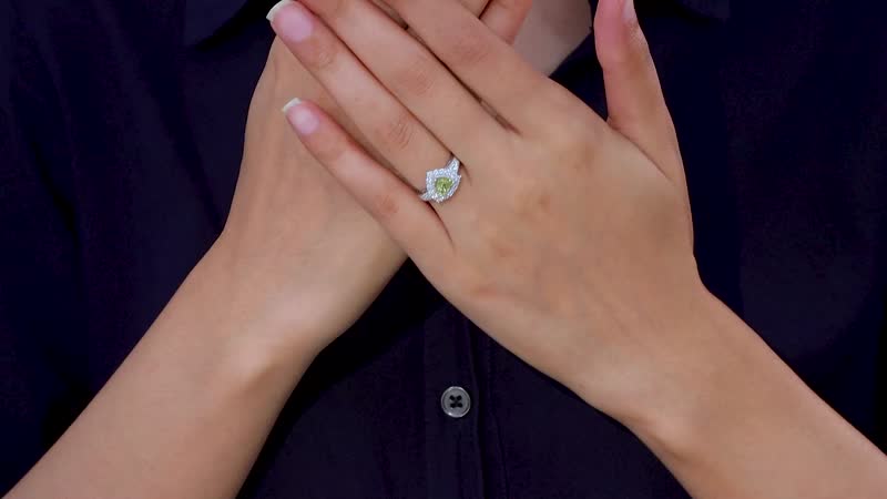 Sunfire Beryl and Moissanite Halo Ring in Platinum Over Sterling Silver (Size 10.0) 1.30 ctw
