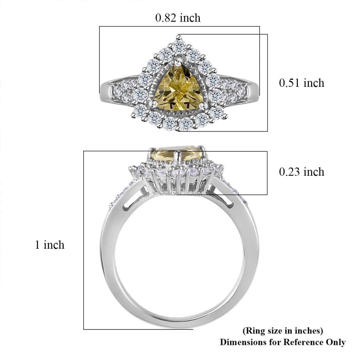 Brazilian Sunfire Beryl and Moissanite Halo Ring in Platinum Over Sterling Silver (Size 5.0) 1.30 ctw image number 5