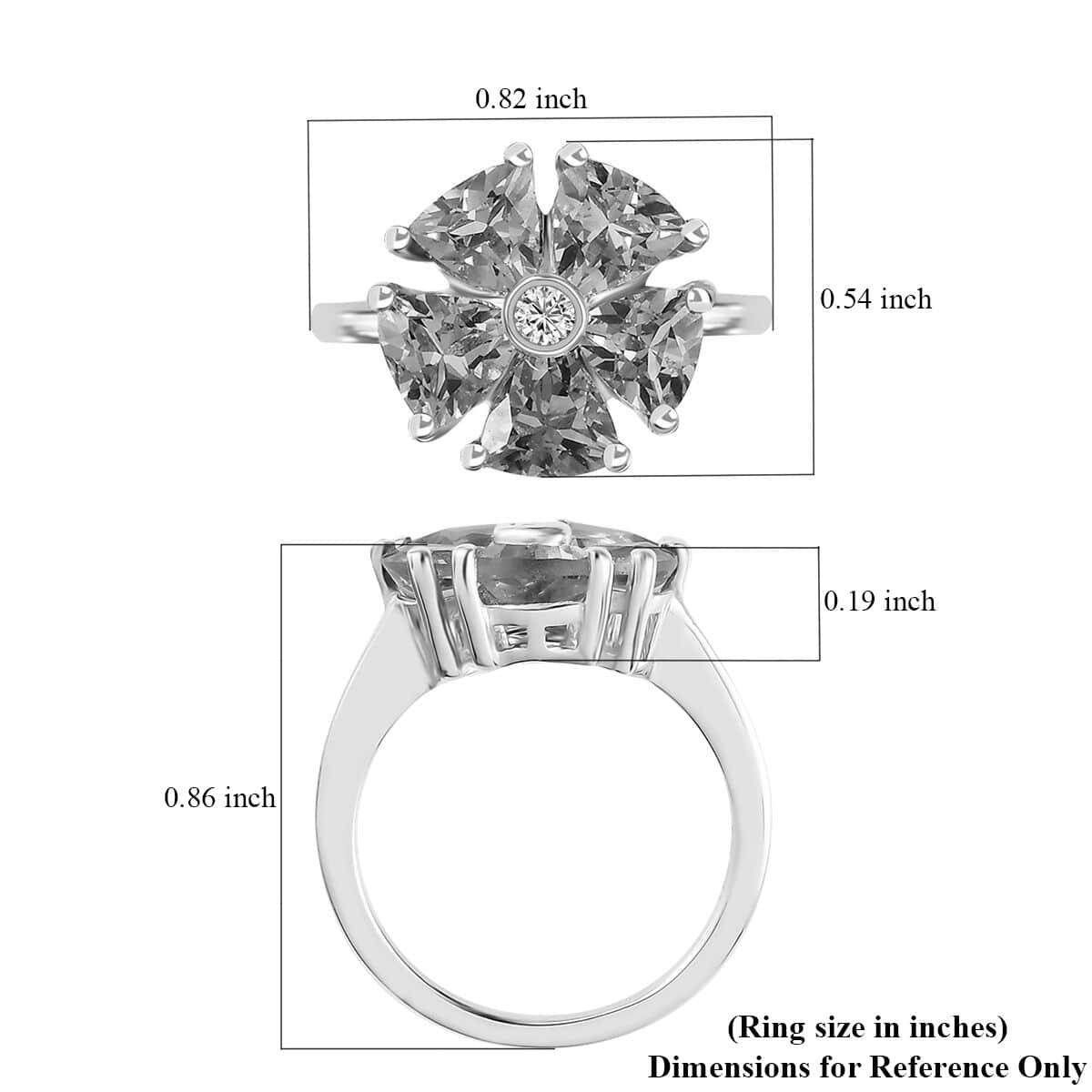 Brazilian Sunfire Beryl and Moissanite Floral Ring in Platinum Over Sterling Silver (Size 6.0) 2.10 ctw image number 5