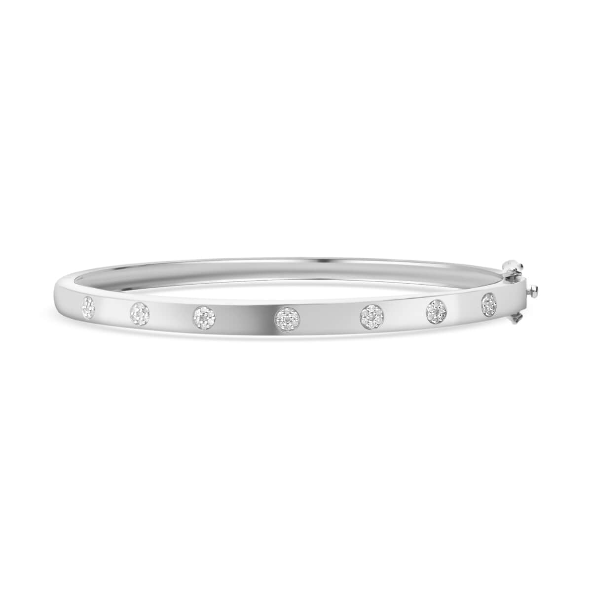 Luxuriant Lab Grown Diamond G-H SI Bangle Bracelet in Platinum Over Sterling Silver (6.50 In) 0.25 ctw image number 0