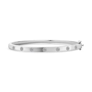 Doorbuster Luxuriant Lab Grown Diamond G-H SI 0.25 ctw Bangle Bracelet in Platinum Over Sterling Silver (6.50 In)