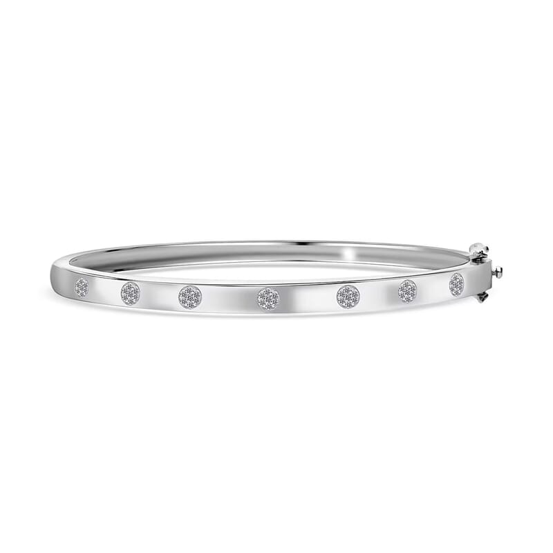 Luxuriant Lab Grown Diamond G-H SI 0.25 ctw Bangle Bracelet in Platinum Over Sterling Silver (6.50 In)