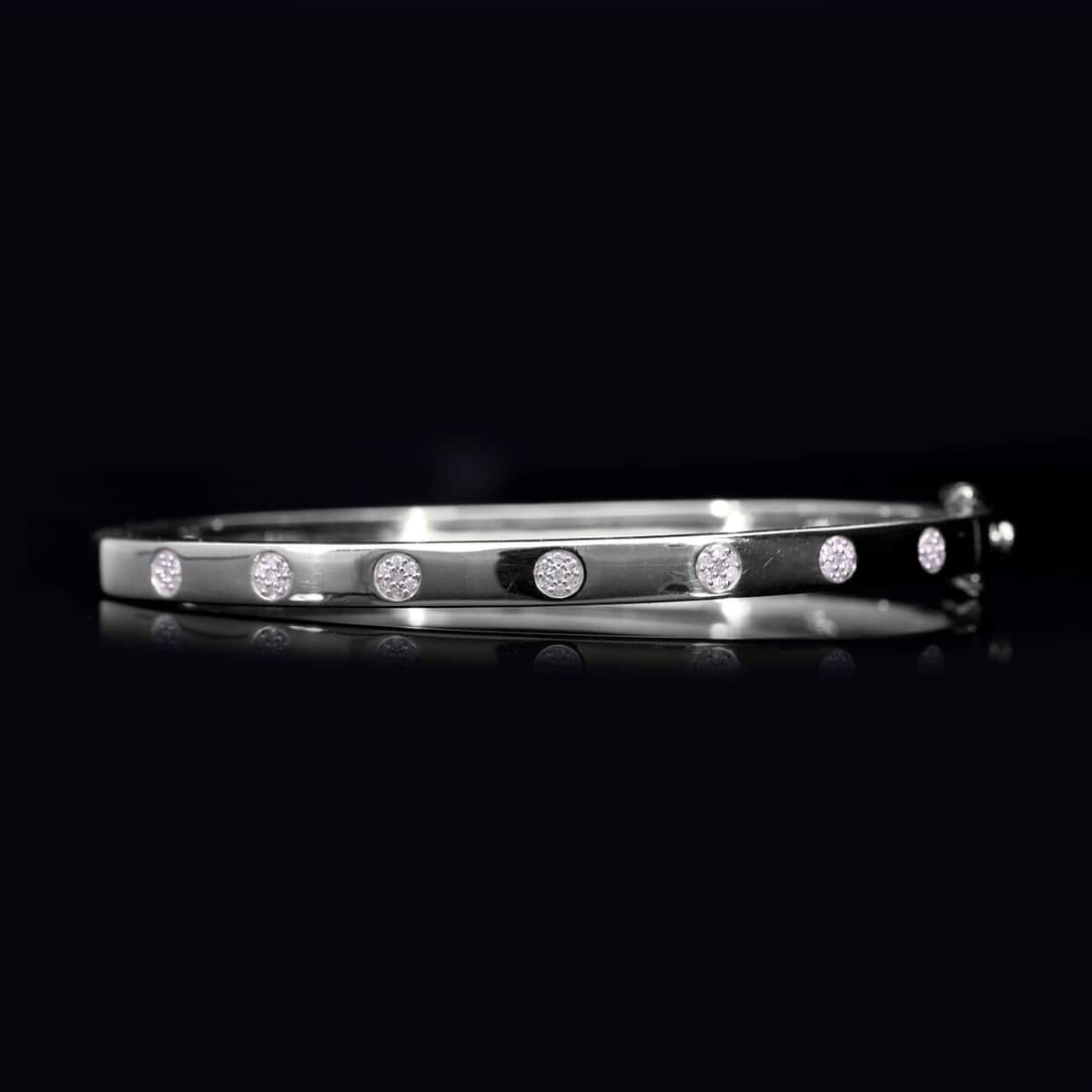 Luxuriant Lab Grown Diamond G-H SI Bangle Bracelet in Platinum Over Sterling Silver (6.50 In) 0.25 ctw image number 1