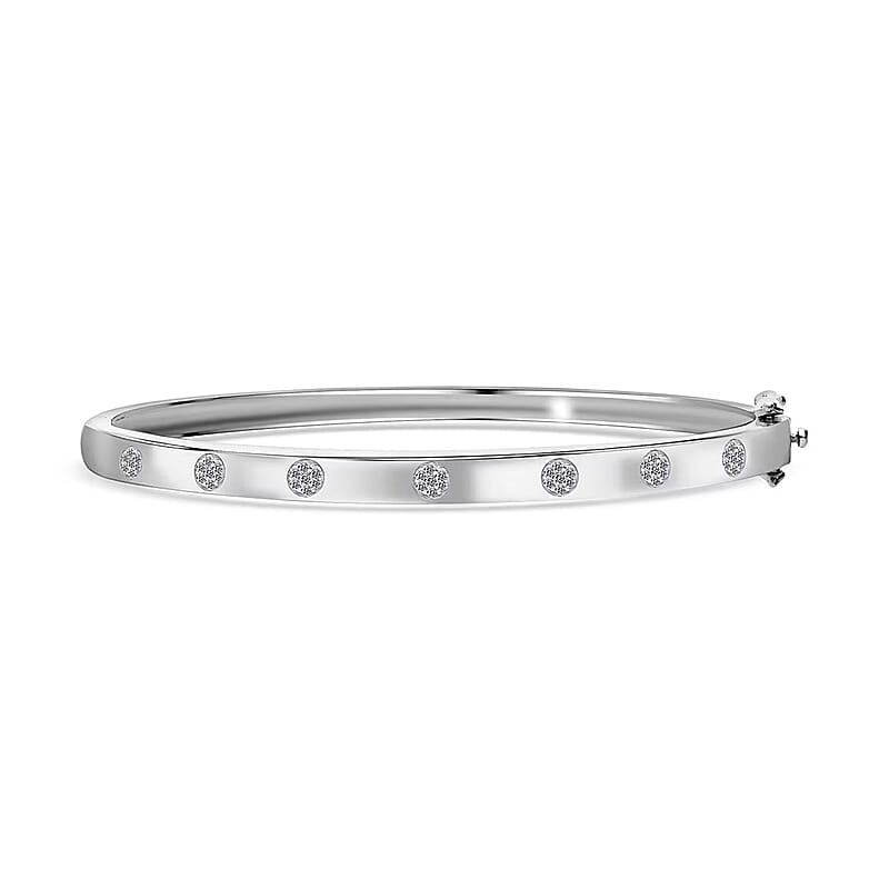 Luxuriant Lab Grown Diamond G-H SI 0.25 ctw Bangle Bracelet in Platinum Over Sterling Silver (7.25 In)