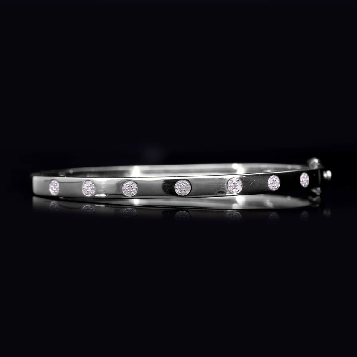 Luxuriant Lab Grown Diamond G-H SI Bangle Bracelet in Platinum Over Sterling Silver (7.25 In) 0.25 ctw image number 1