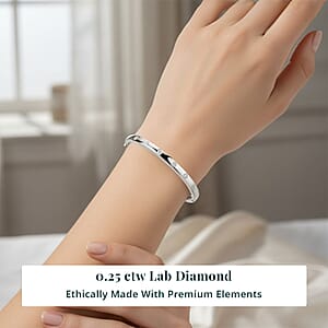 Luxuriant Lab Grown Diamond G-H SI 0.25 ctw Bangle Bracelet in Platinum Over Sterling Silver (7.25 In)
