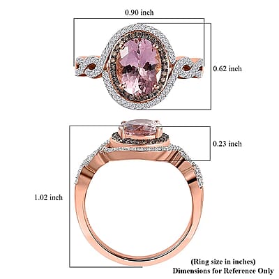 Luxoro 14K Rose Gold AAA Pink Morganite, Natural Champagne and White Diamond (I2) (0.45 cts) Ring (Size 6.0) (5.50 g) 2.75 ctw