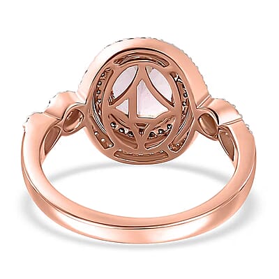 Luxoro 14K Rose Gold AAA Pink Morganite, Natural Champagne and White Diamond (I2) (0.45 cts) Ring (Size 6.0) (5.50 g) 2.75 ctw