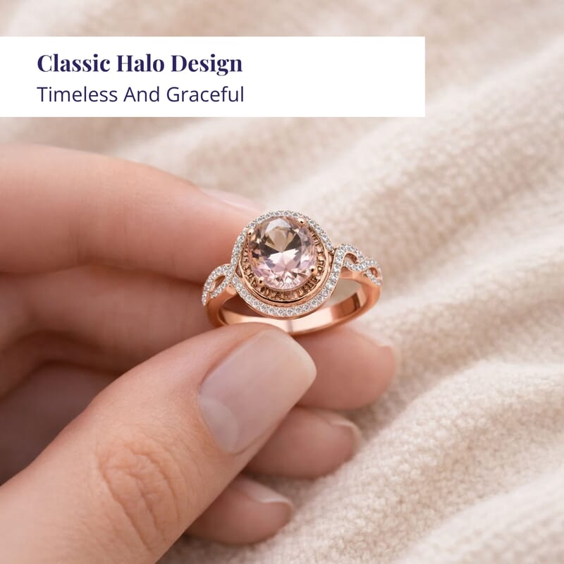 Luxoro AAA Pink Morganite, I2 Natural Champagne and White Diamond 2.75 ctw Ring in 14K Rose Gold (Size 6.0) 5.50 Grams