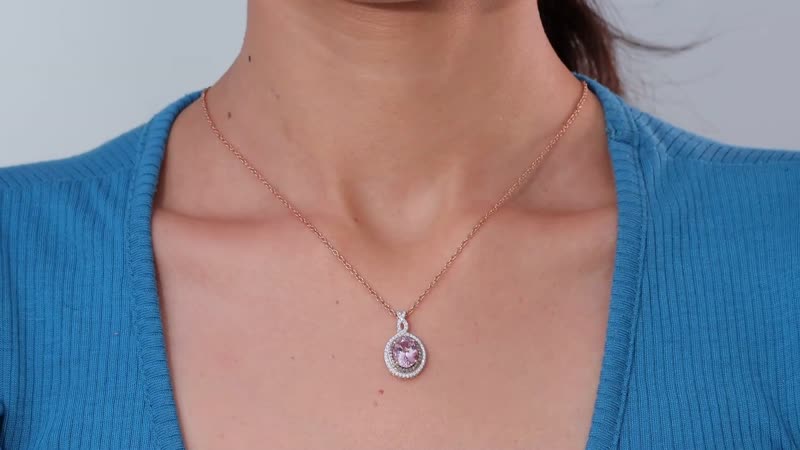 Luxoro 14K Rose Gold AAA Pink Morganite, Natural Champagne and White Diamond I2 Pendant without Chain 3.15 ctw