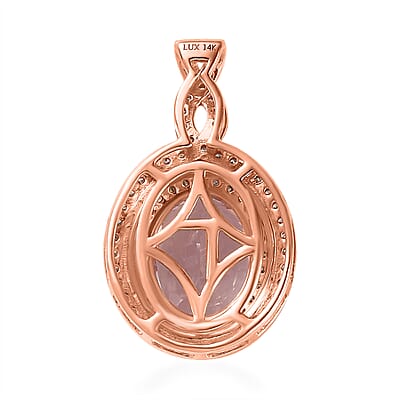 Luxoro 14K Rose Gold AAA Pink Morganite, Natural Champagne and White Diamond I2 Pendant without Chain 3.15 ctw