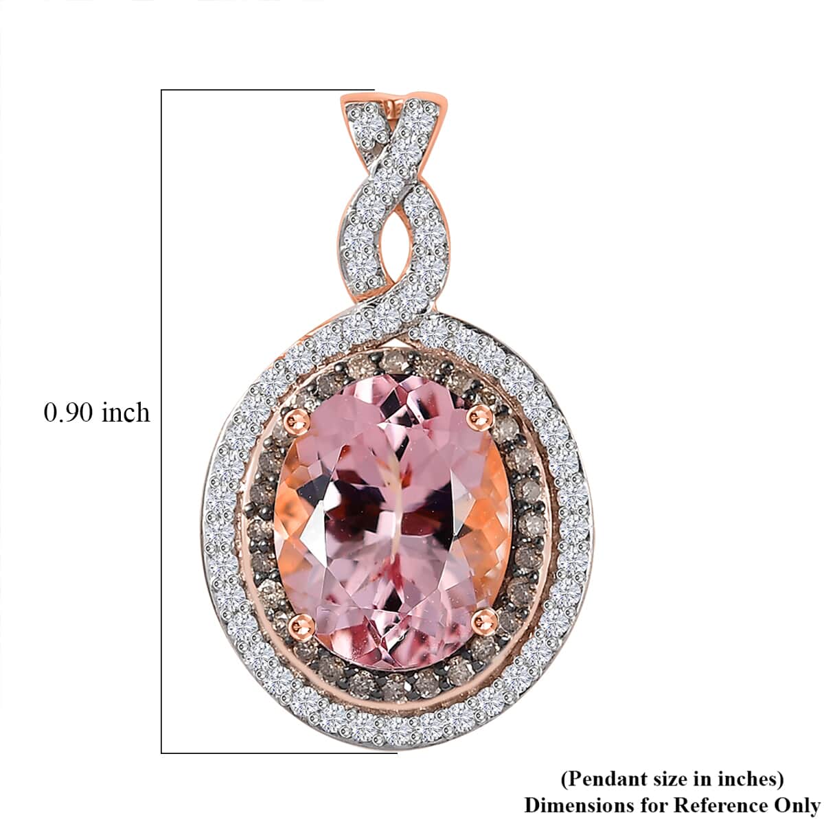 Certified & Appraised Luxoro 14K Rose Gold AAA Pink Morganite, Natural Champagne and White Diamond I2 Pendant 2.70 ctw image number 5