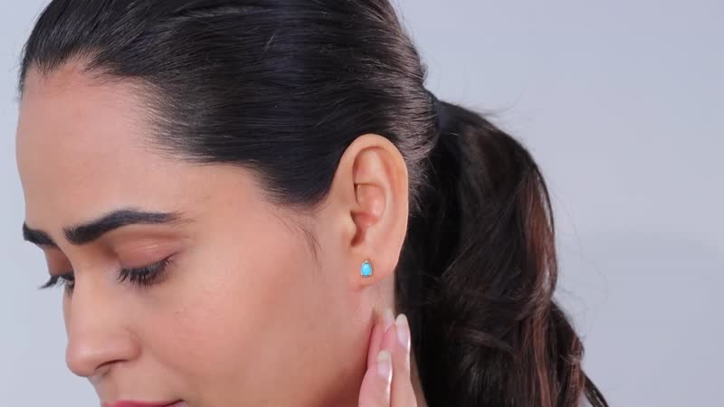 Luxoro 10K Yellow Gold Premium Sleeping Beauty Turquoise Stud Earrings 0.80 ctw