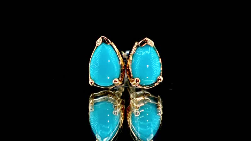 Luxoro 10K Yellow Gold Premium Sleeping Beauty Turquoise Stud Earrings 0.80 ctw