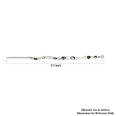 White Buffalo Beaded Bracelet in Rhodium Over Sterling Silver (7.25-9.25In) 50.00 ctw