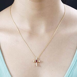 African Ruby and Moissanite 0.25 ctw Pendant in Vermeil YG Over Sterling Silver