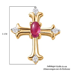 African Ruby and Moissanite 0.25 ctw Pendant in Vermeil YG Over Sterling Silver