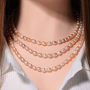 Freshwater Pearl 480.50 ctw Necklace in Silvertone 60 Inches