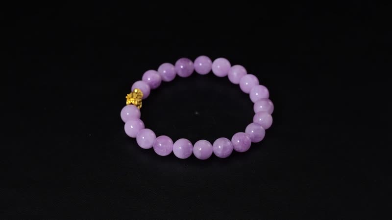 24K Yellow Gold Kunzite Beaded Dragon Stretch Bracelet 129.10 ctw
