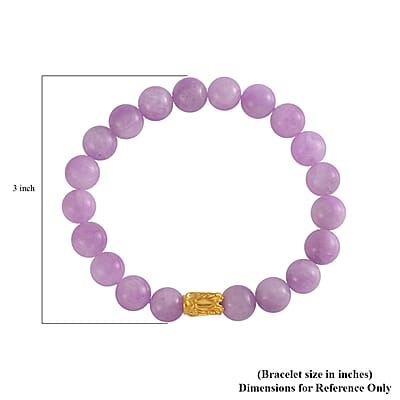 24K Yellow Gold AAA Kunzite Beaded Dragon Stretch Bracelet 129.10 ctw