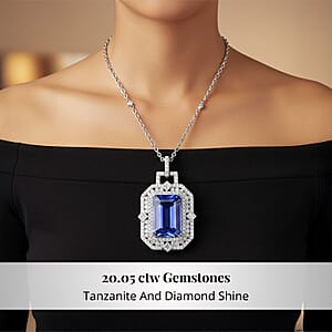 Chairman Vault Collection Certified & Appraised Rhapsody 950 Platinum AAAA Tanzanite and E-F VS Diamond Necklace 18 Inches 20.45 Grams 20.05 ctw