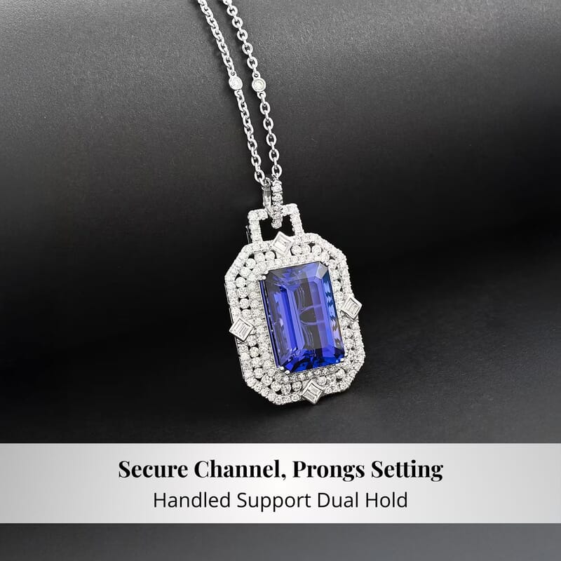 Chairman Vault Collection Certified & Appraised Rhapsody 950 Platinum AAAA Tanzanite and E-F VS Diamond Necklace 18 Inches 20.45 Grams 20.05 ctw