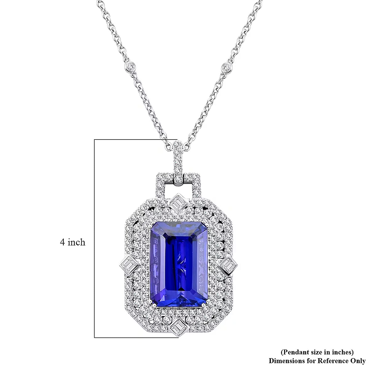 Chairman Vault Collection Certified & Appraised Rhapsody 950 Platinum AAAA Tanzanite and E-F VS Diamond Necklace 18 Inches 20.45 Grams 20.05 ctw