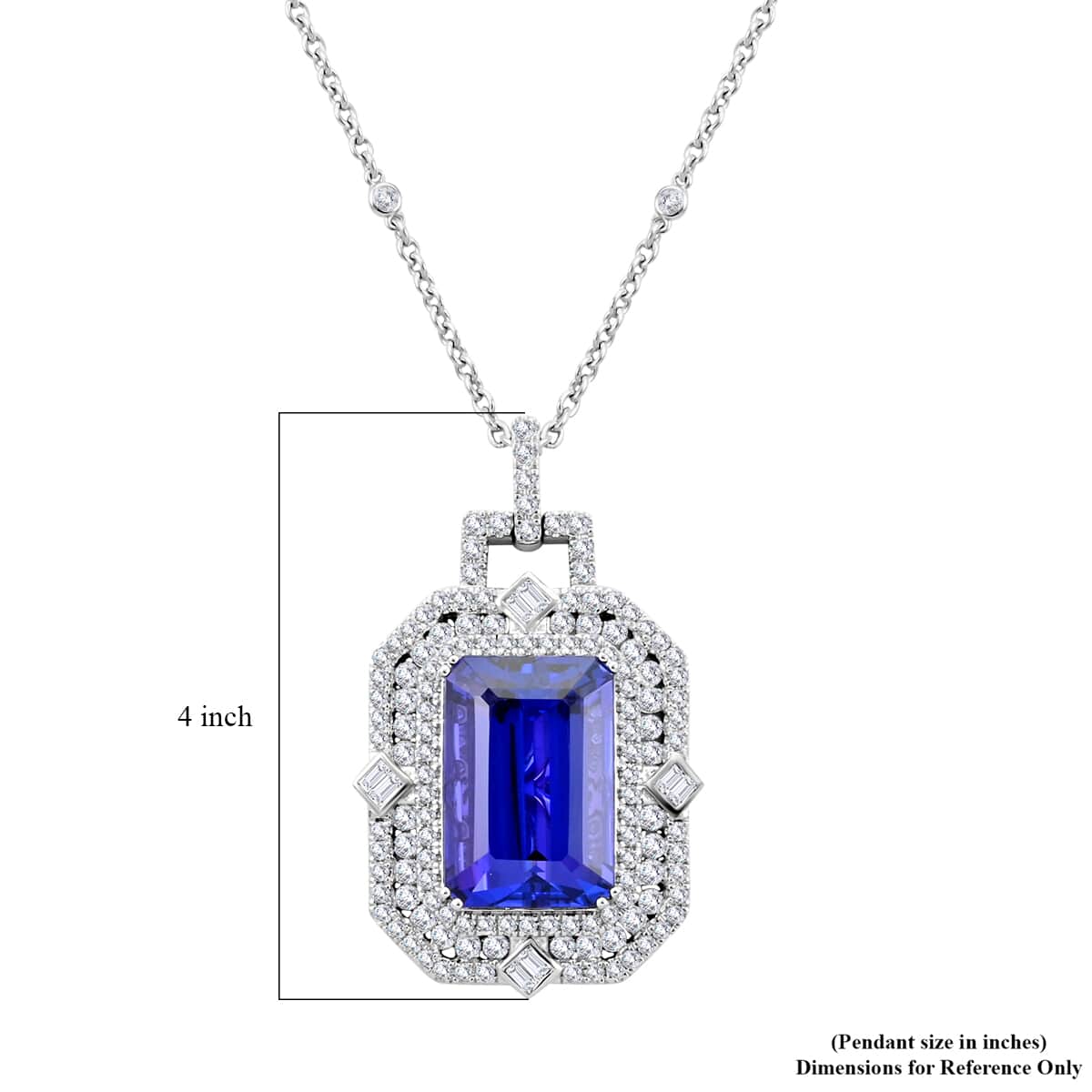 Chairman Vault Collection Certified & Appraised Rhapsody 950 Platinum AAAA Tanzanite and E-F VS Diamond Necklace 18 Inches 20.45 Grams 20.05 ctw image number 5