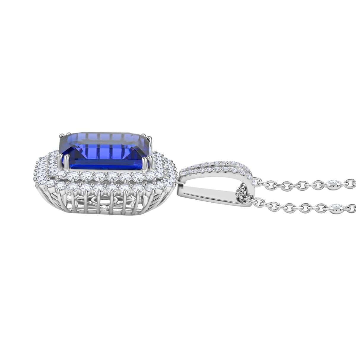 Chairman Vault Collection Certified & Appraised Rhapsody 950 Platinum AAAA Tanzanite and E-F VS Diamond Pendant Necklace 18 Inches 20.25 Grams 21.53 ctw image number 2