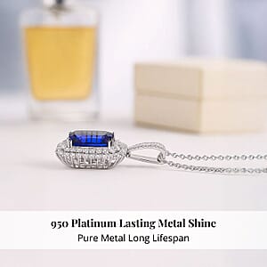 Chairman Vault Collection Certified & Appraised Rhapsody 950 Platinum AAAA Tanzanite and E-F VS Diamond Pendant Necklace 18 Inches 20.25 Grams 21.53 ctw