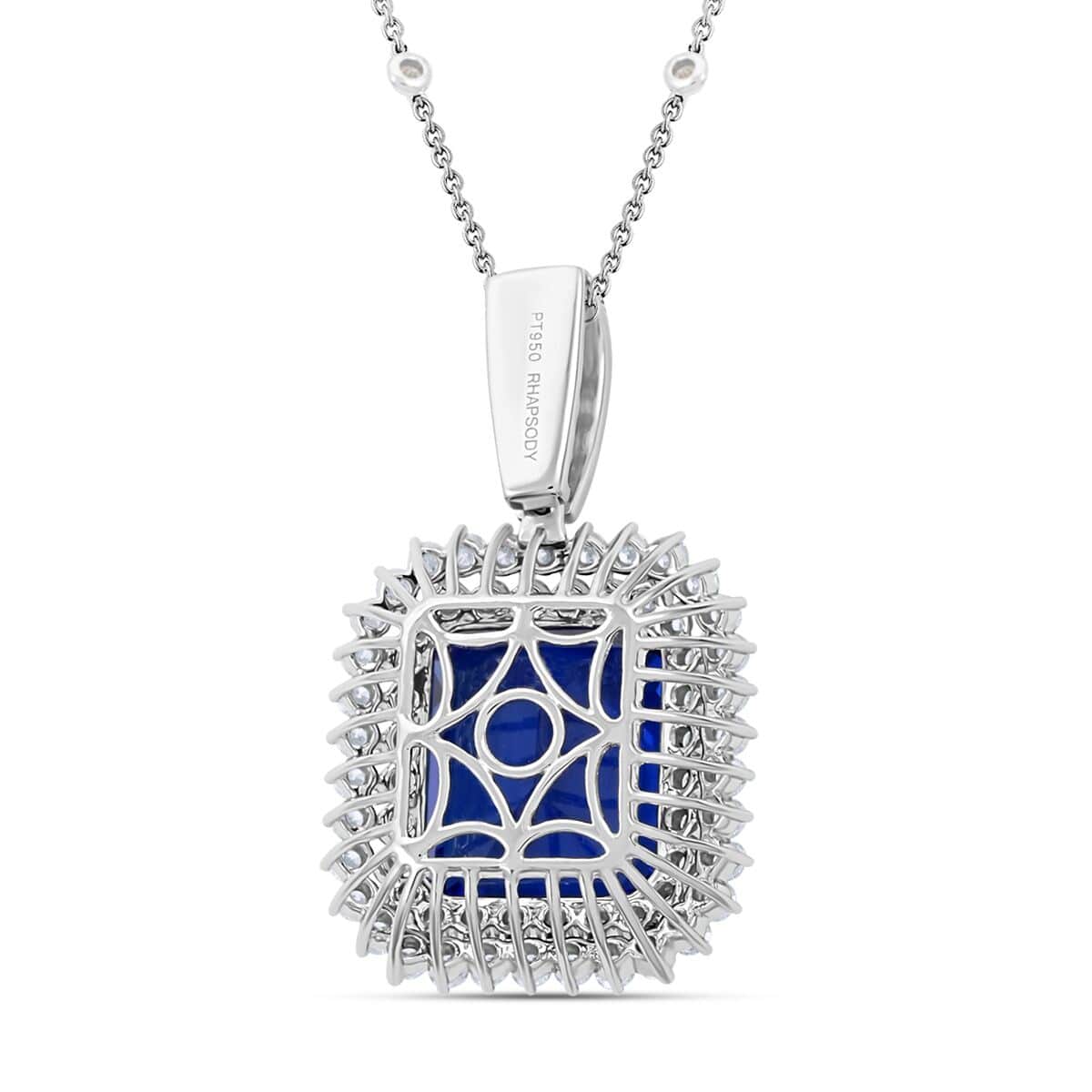 Chairman Vault Collection Certified & Appraised Rhapsody 950 Platinum AAAA Tanzanite and E-F VS Diamond Pendant Necklace 18 Inches 20.25 Grams 21.53 ctw image number 3