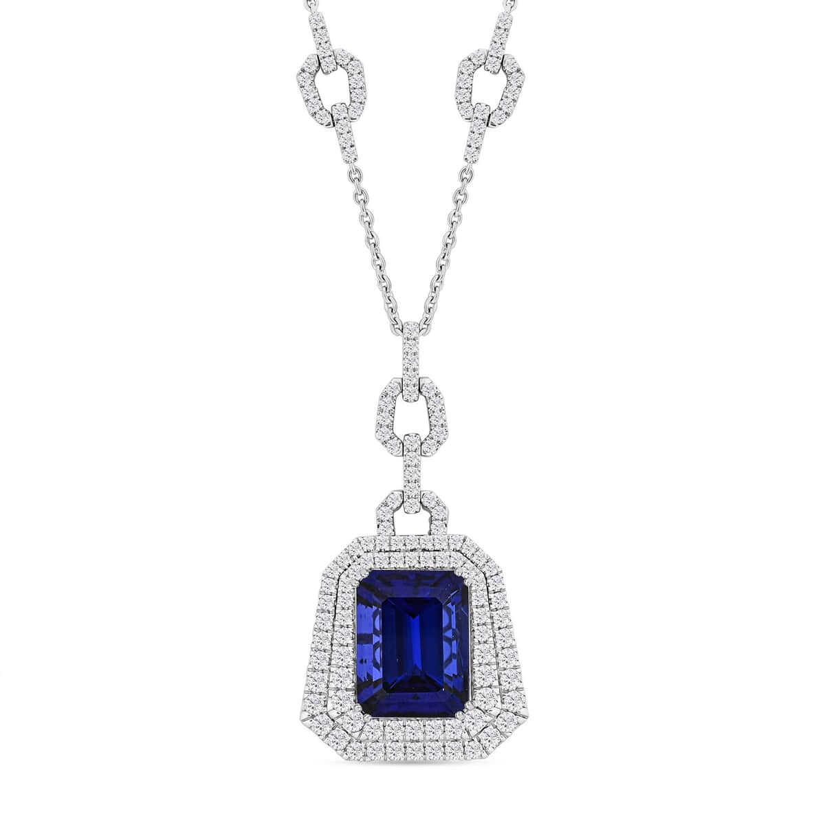 Chairman Vault Collection Certified & Appraised Rhapsody 950 Platinum AAAA Tanzanite and E-F VS Diamond Pendant Necklace 18 Inches 47.35 Grams 26.07 ctw image number 0