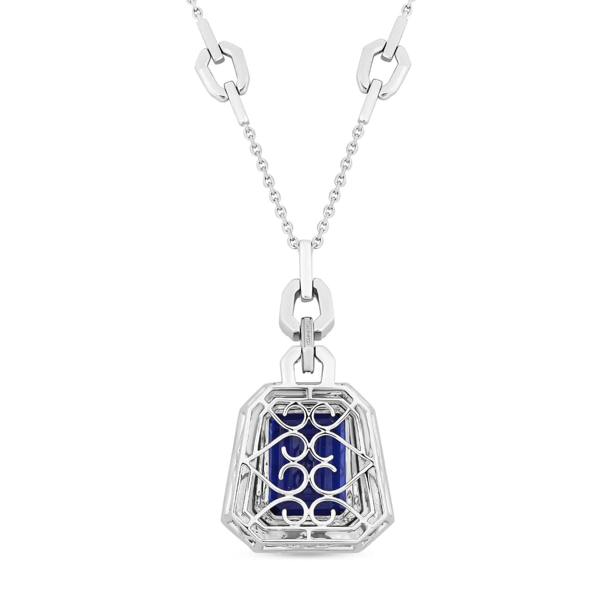 Chairman Vault Collection Certified & Appraised Rhapsody 950 Platinum AAAA Tanzanite and E-F VS Diamond Pendant Necklace 18 Inches 47.35 Grams 26.07 ctw image number 2