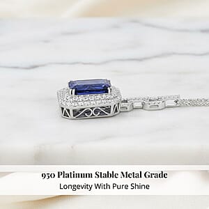 Chairman Vault Collection Certified & Appraised Rhapsody 950 Platinum AAAA Tanzanite and E-F VS Diamond Pendant Necklace 18 Inches 47.35 Grams 26.07 ctw